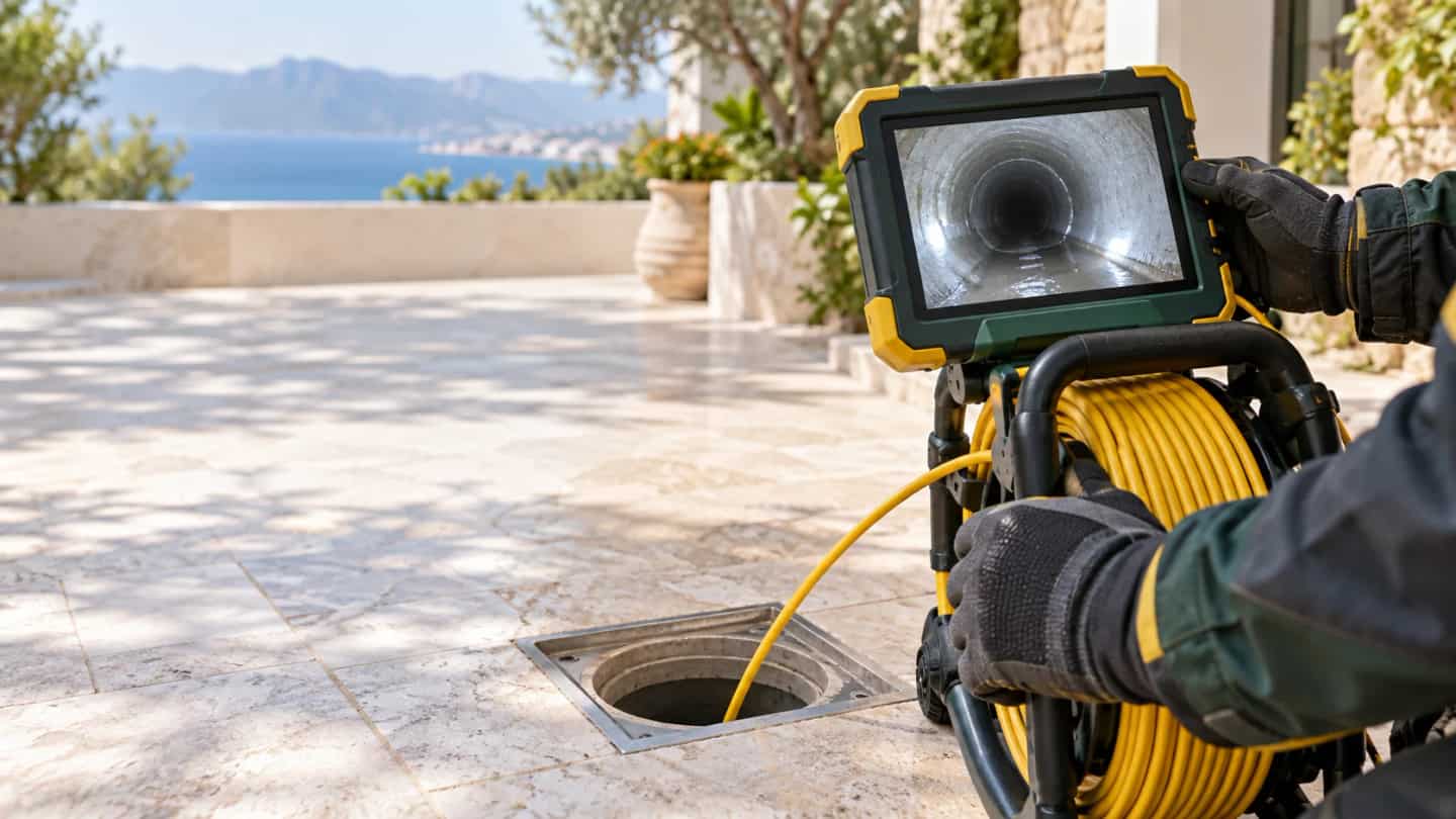 Kanal görüntüleme monitöründe boru içinin görüntüsü